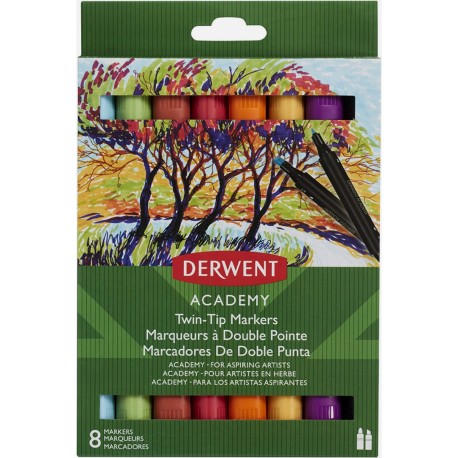 Marcadores Doble Punta 982081 Derwent Academy Caja Con 8 Piezas