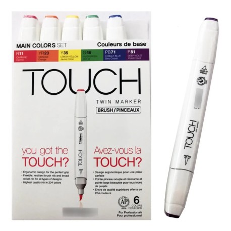 Marcadores Doble Punta Touch Shinhanart Estuche Con 6 Piezas