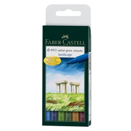 Marcadores Landscape De Tinta China Pitt Artist 167105 Faber Castell Set 6 Piezas