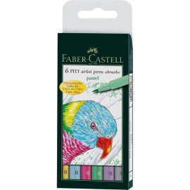 Marcadores Pastel De Tinta China Pitt Artist Basic 167163 Faber Castell Set 6 Piezas