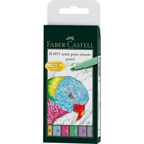 Marcadores Pastel De Tinta China Pitt Artist Basic 167163 Faber Castell Set 6 Piezas