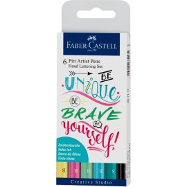 Marcadores Pastel De Tinta China Pitt Lettering 267116 Faber Castell Set 6 Piezas