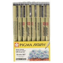 Marcadores Pigma Brush Sakura Estuche Con 8 Piezas