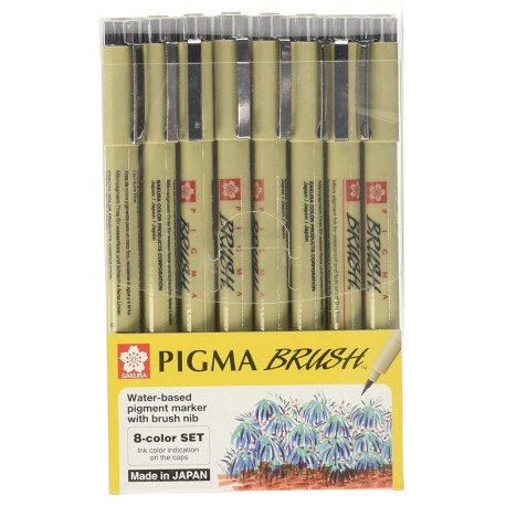 Marcadores Pigma Brush Sakura Estuche Con 8 Piezas