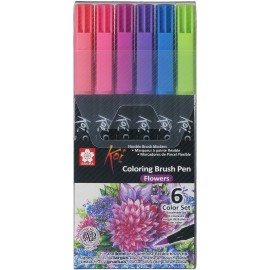Marcadores Sakura Koi Coloring Brush Pen Set Con 6 Piezas