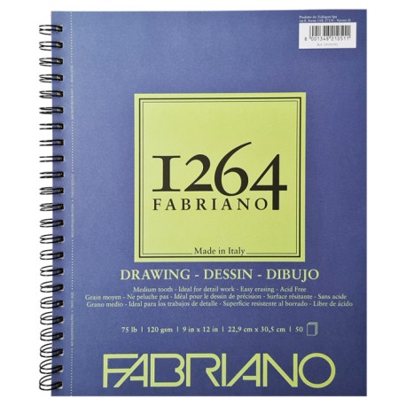 Papel Fabriano 1264 Para Dibujo, 22,9x30,5 cm 50 Hojas