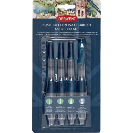 Pincel De Acuarela Con Deposito De Agua 2305816 Derwent Set 4 Piezas